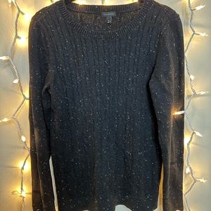 Medium Talbots Crewneck Black Speckled Cableknit Sweater